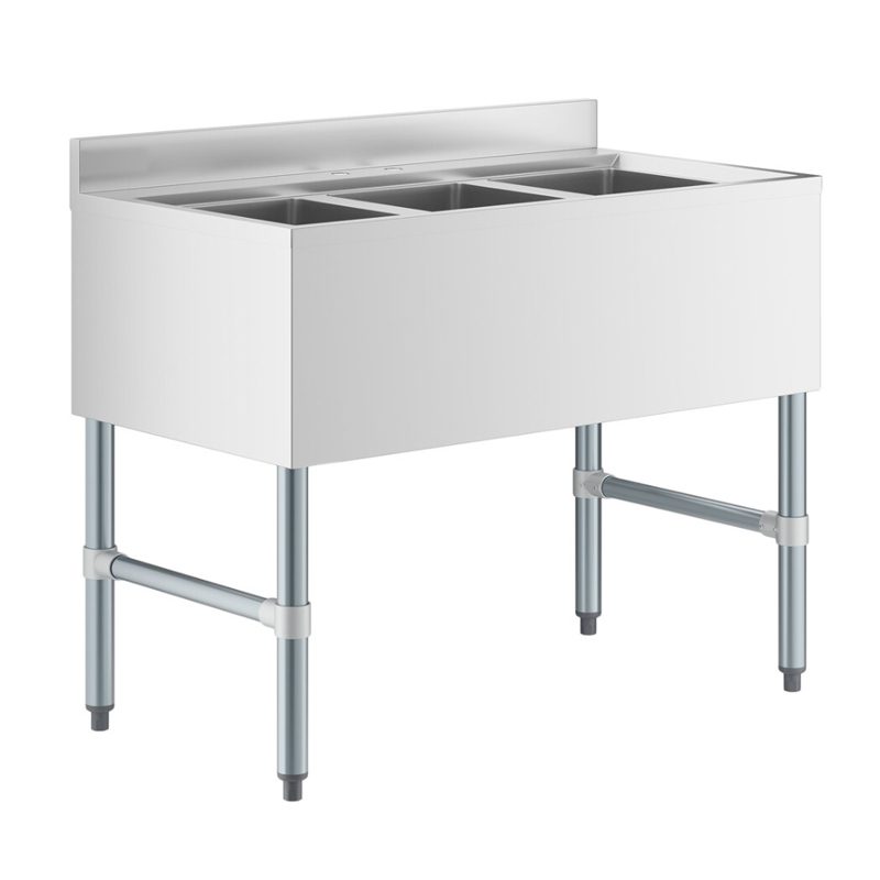 Underbar Sink Three bowls without Drainboards 