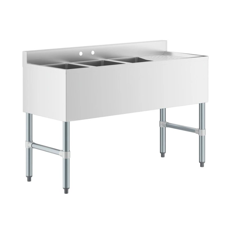 Underbar Sink Three bowls with Right Drainboard 