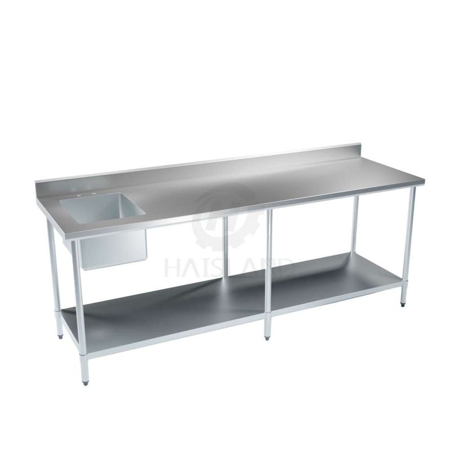 Stainless Steel Work Table 30"x96" with Left Sink