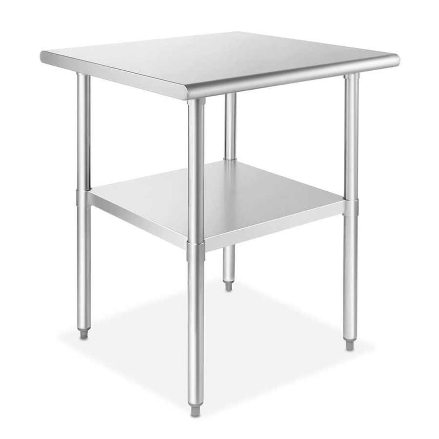 304 Stainless Steel 18 Gauge Work Table 24"X24" with 1.5" Backsplash 2