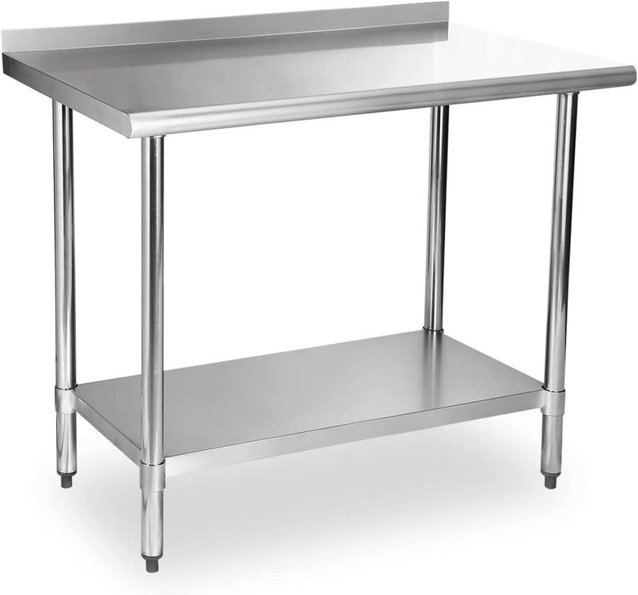 304 Stainless Steel 18 Gauge Work Table 24"X36" with 1.5" Backsplash 2