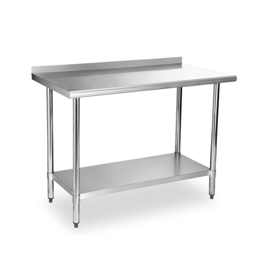 304 Stainless Steel 18 Gauge Work Table 24"X48" with 1.5" Backsplash