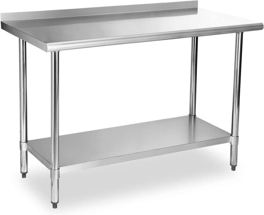 304 Stainless Steel 18 Gauge Work Table 24"X60" with 1.5" Backsplash 3