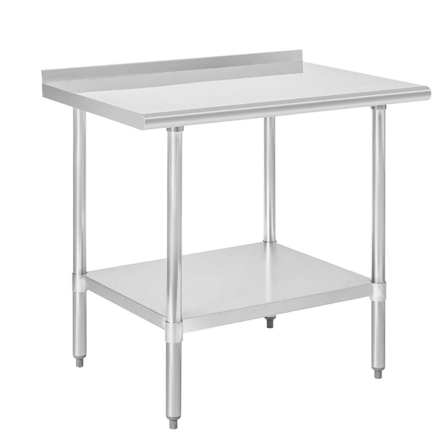 304 Stainless Steel 18 Gauge Work Table 30"X36" with 1.5" Backsplash