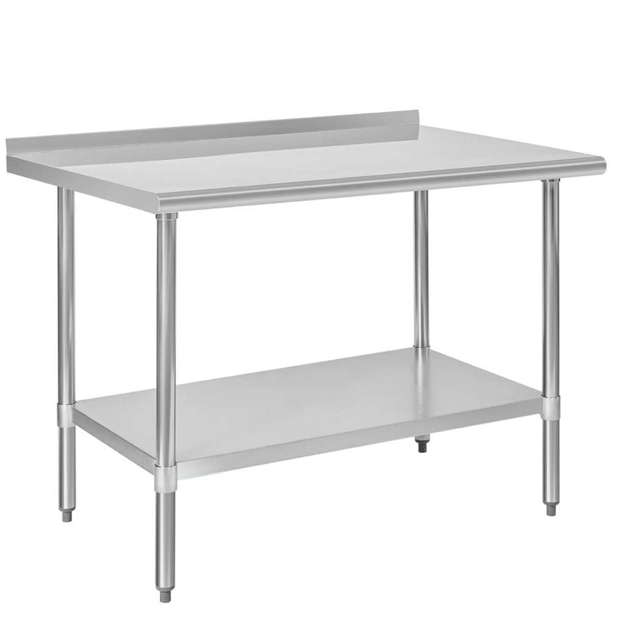 304 Stainless Steel 18 Gauge Work Table 30"X48" with 1.5" Backsplash 2